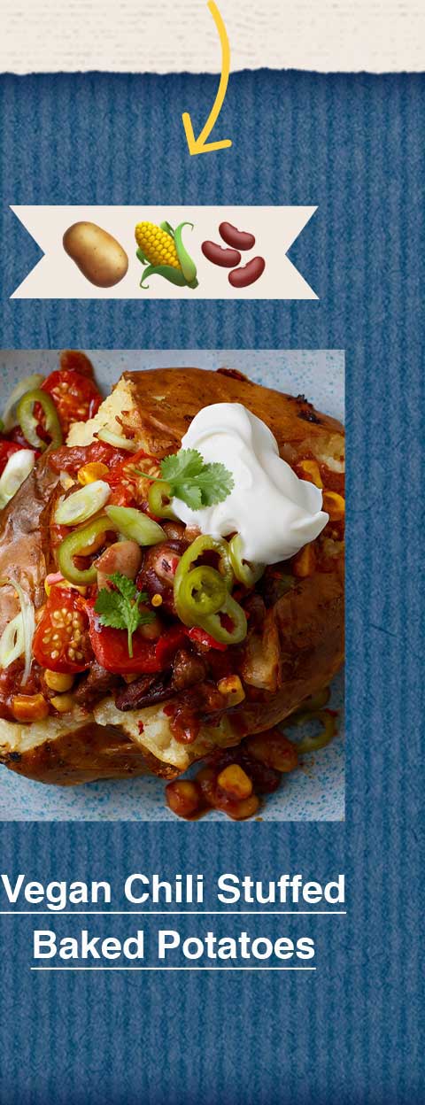 Vegan chili stuffed baked potatoes