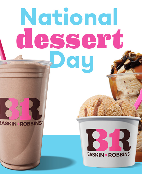 Milkshake, Sundae and ice cream scoop in a bowl "National dessert Day"