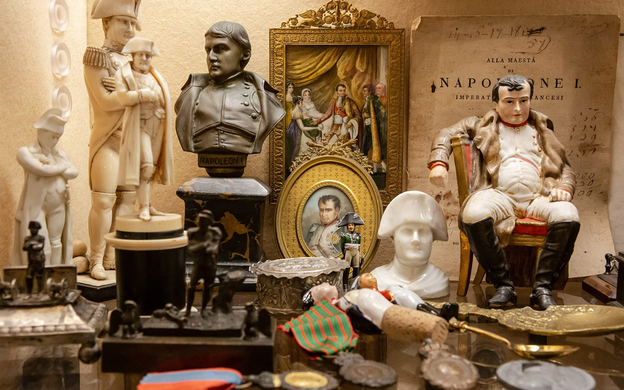 Napoleon Bonaparte died on May 5, 1821, in St. Helena, a remote island in the middle of the South Atlantic, where he was living in exile. He was 51. These objects tied to Bonaparte are displayed in the private home of Giovanni Spadolini, an ex-Prime Minister of Italy who has collected a large number of books, documents, and other artifacts.