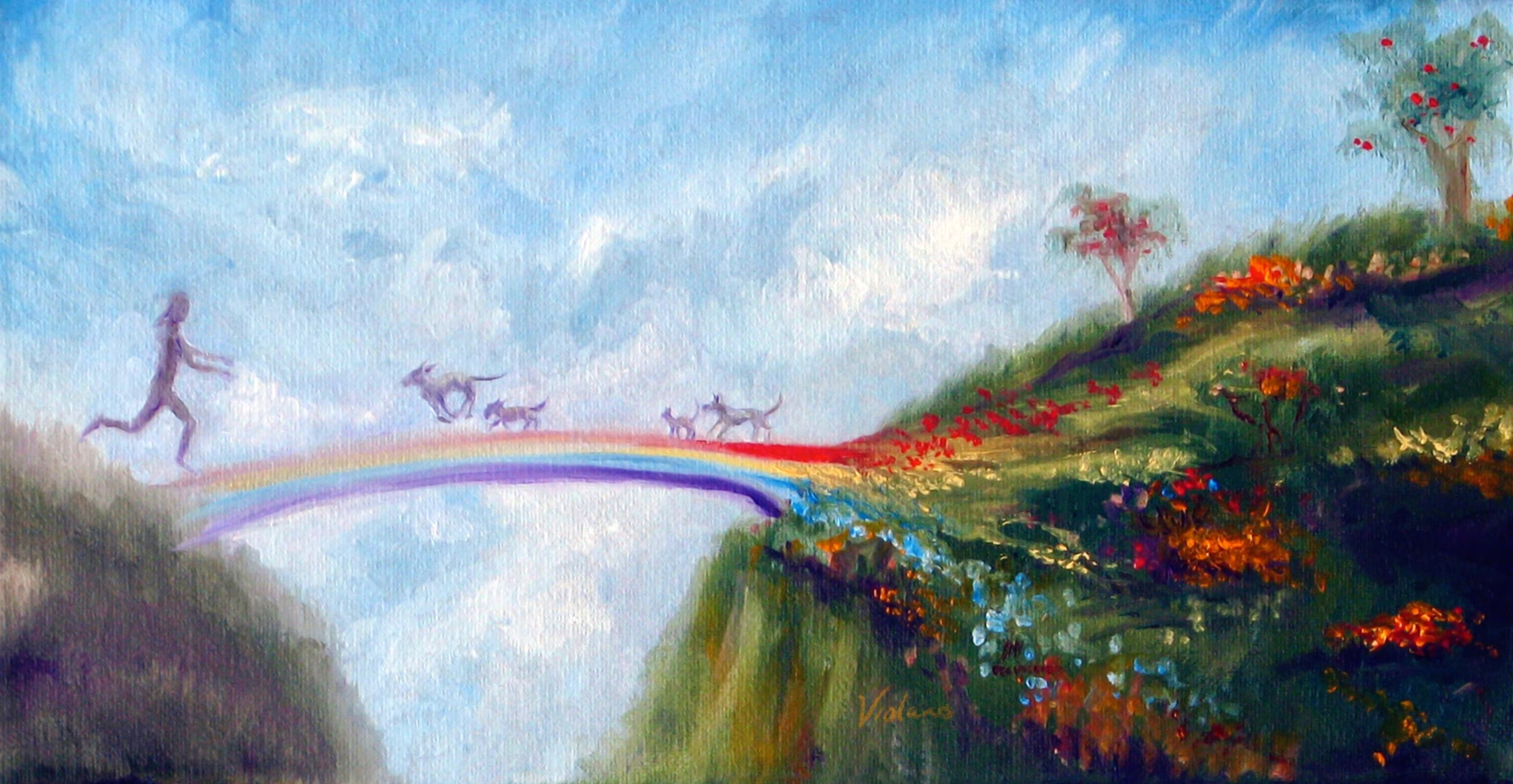 A 2009 oil painting of the “Rainbow Bridge,” by artist Stella Violano.