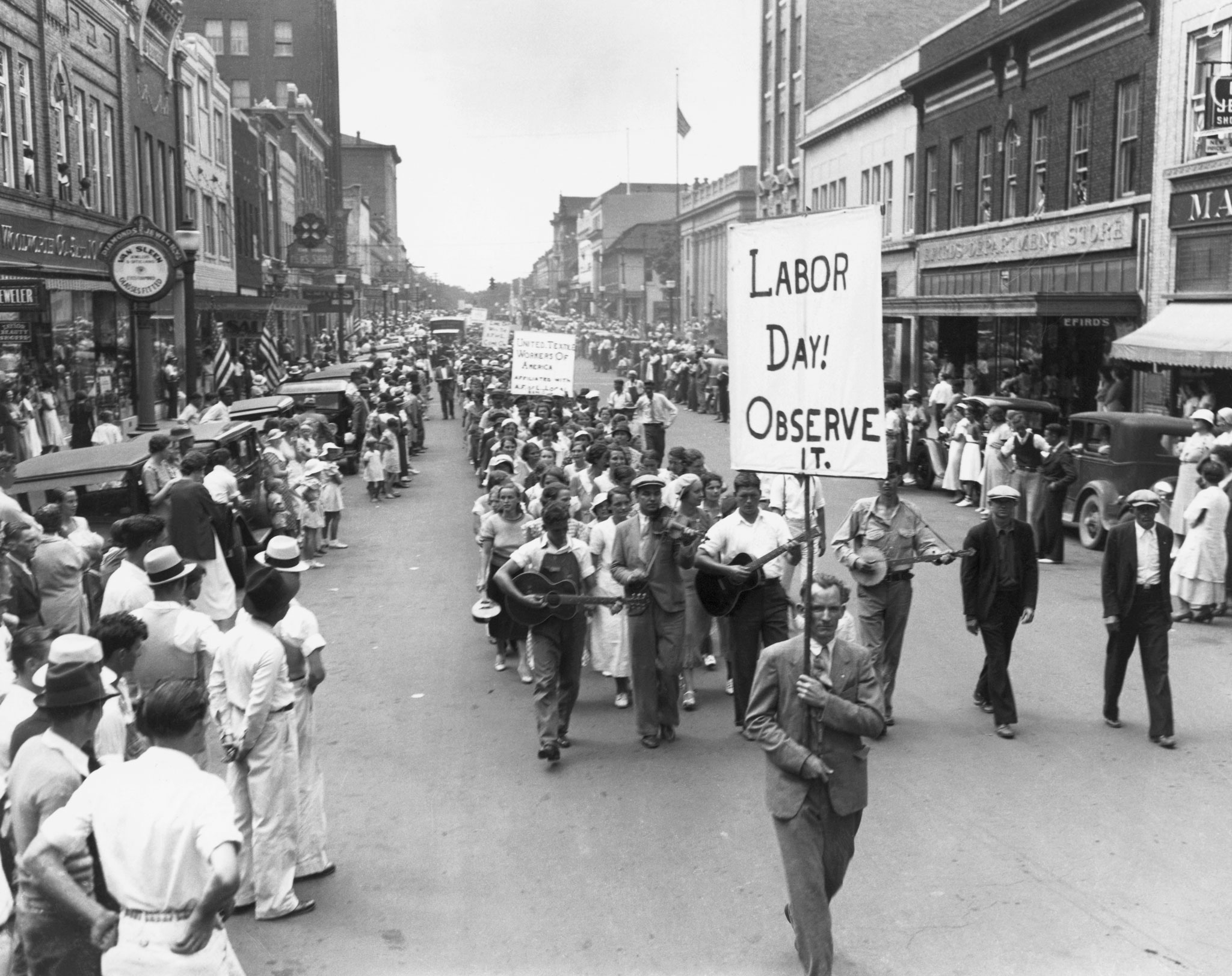 Alt text: A Labor Day parade in Gastonia, North Carolina in 1934.