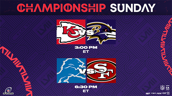 Championship Week Schedule Graphic with tune in info. 