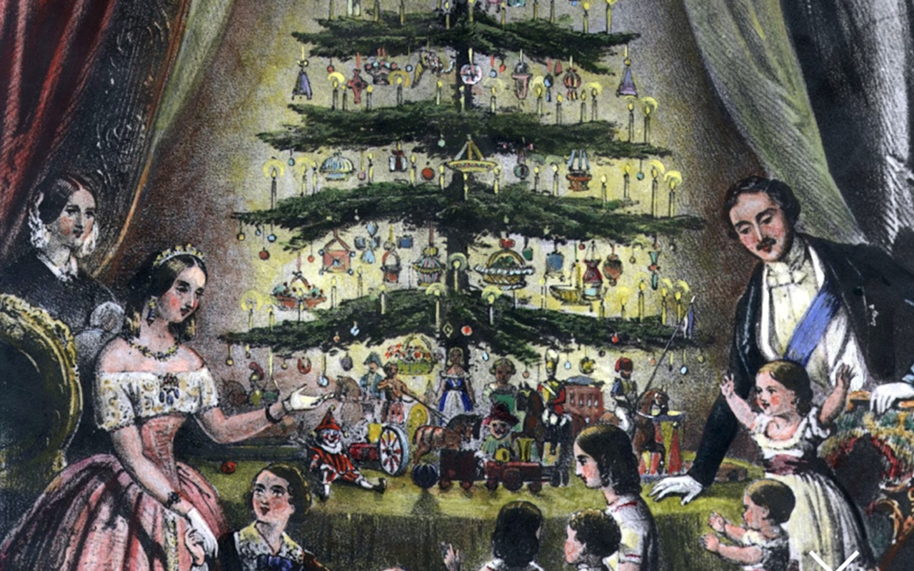 An illustration of an elegantly decorated Christmas Tree