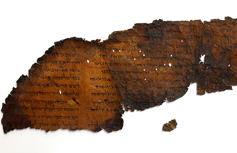 A large fragment of a scroll on a white background