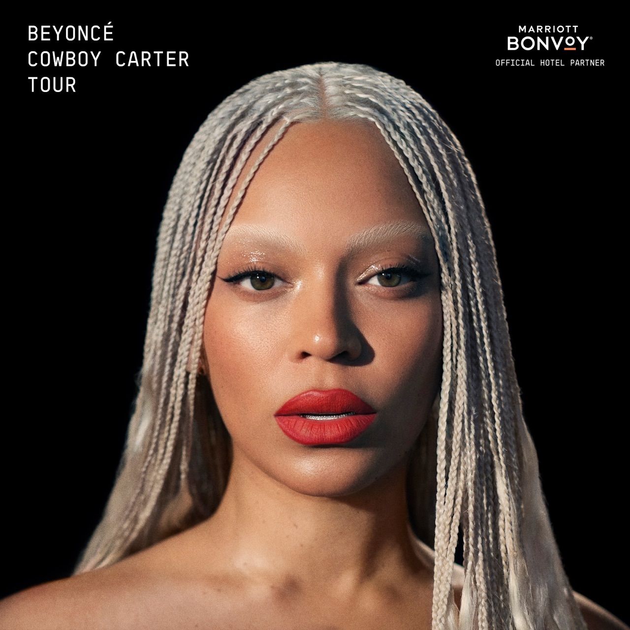 Portrait of Beyoncé from the COWBOY CARTER TOUR. Marriott Bonvoy is the Official Hotel Partner.