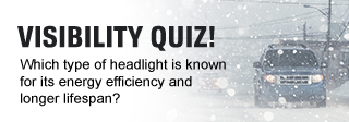 VISIBILITY QUIZ! | Which type of headlight is known for its energy efficiency and longer lifespan?