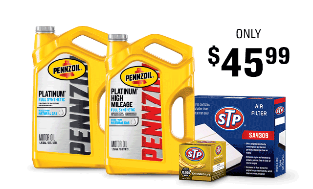 ONLY $45(99) | PENNZOIL-Platinum high mileage-Full synthetic | STP Air filter-SA4309 | STP Cabin air filter-CAF1816