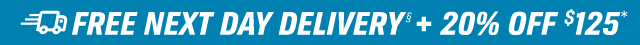 FREE NEXT DAY DELIVERY§ + 20% OFF $125*