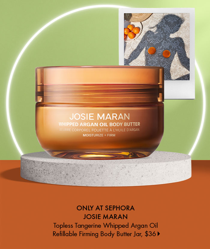  Josie Maran Topless Tangerine Whipped Argan Oil Refillable Firming Body Butter Jar