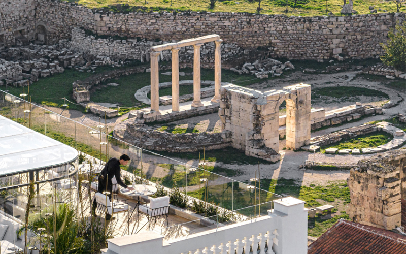 The Dolli in Athens overlooks the Roman Agora.