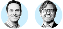 Icon headshots of Dan Tinkoff and Lieven van der Veken