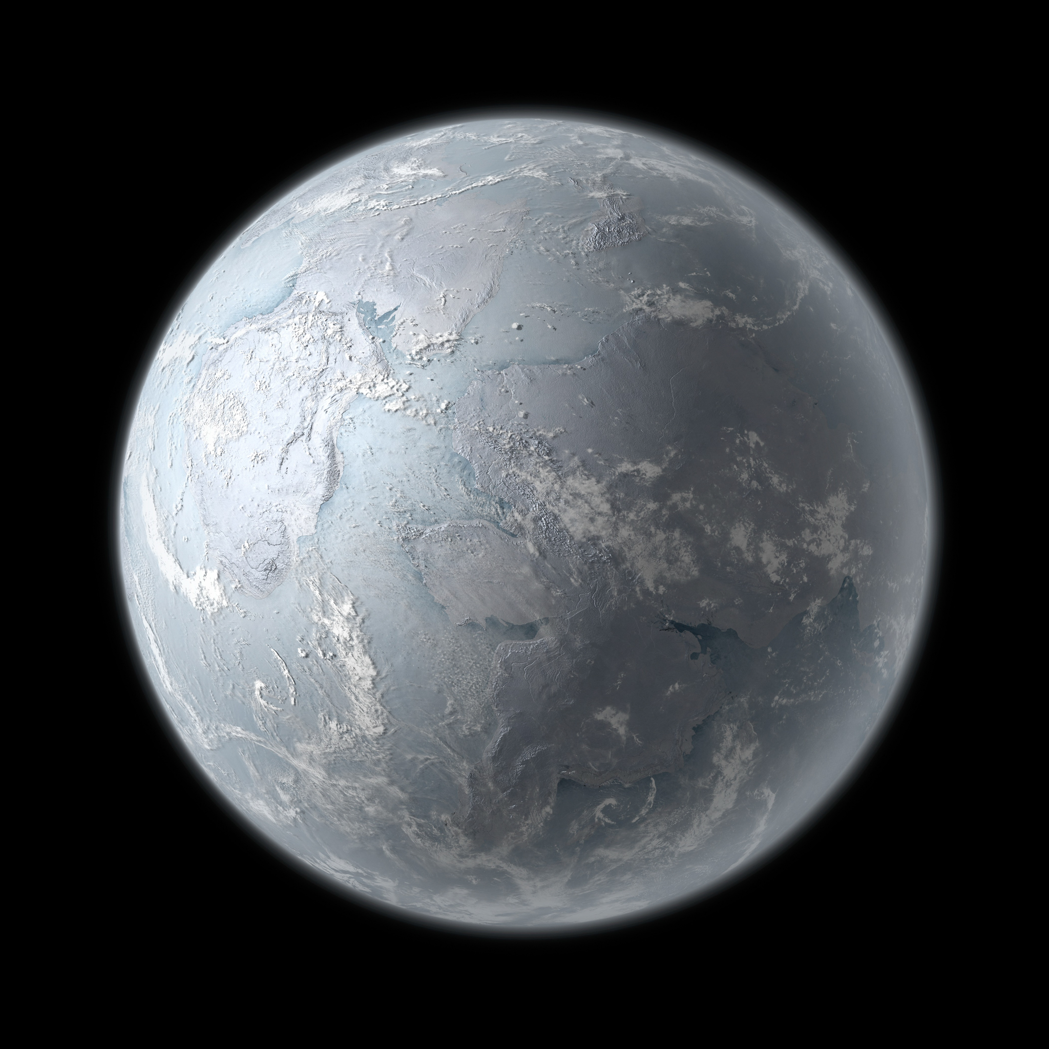 Artwork showing the Earth during the Cryogenian period. 