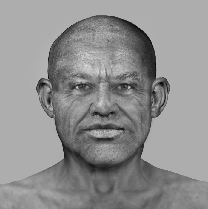 A facial reconstruction of an ancient Egyptian whose genome was sequenced was based off a 3D-scan of the skull.