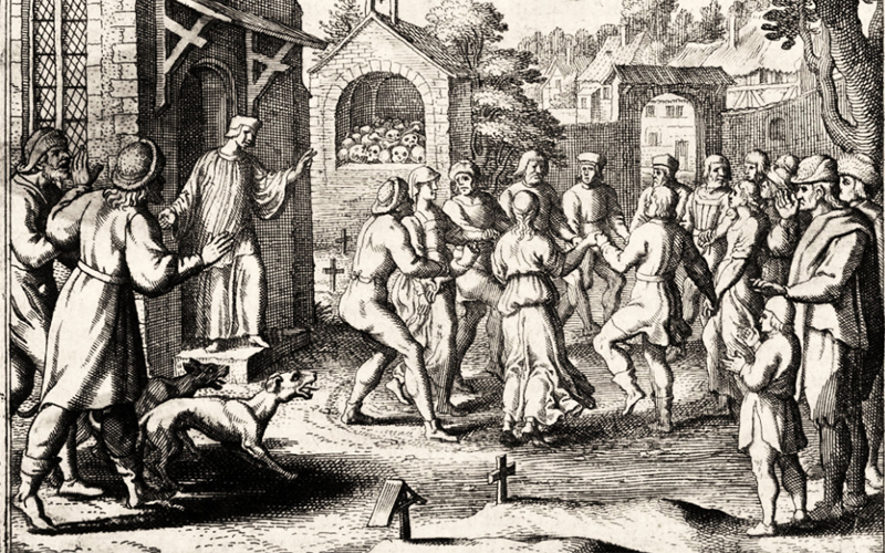 Around 400 people danced for days without rest in Strasbourg, Alsace during the dancing plague of 1518. 