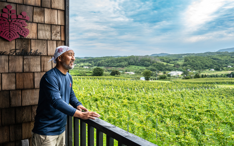 A view of the vineyards where Takahiko Soga's grapes grow.