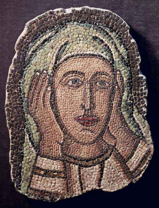Head of a holy woman, from a mosaic in Turkey.