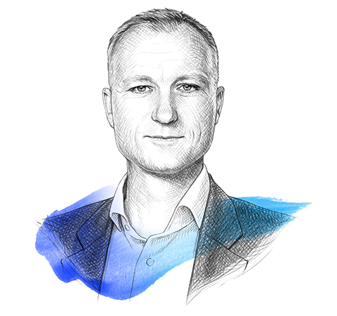 A drawing of Frithjof Lund