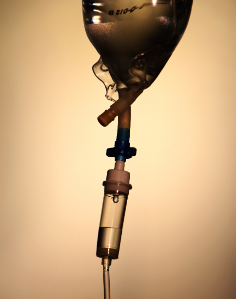 A close-up of intravenous NAD+ therapy