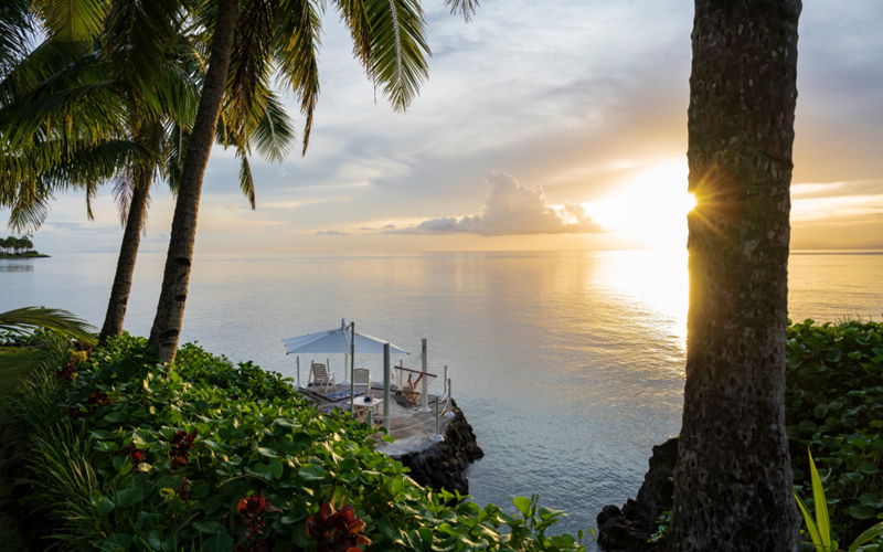 Guests staying at the Fijian island of Taveuni—touted as the Soft Coral Capital of the World—can stay at the Paradise Taveuni Resort, where guests can dive the Rainbow Reef and Vuna Reef. 