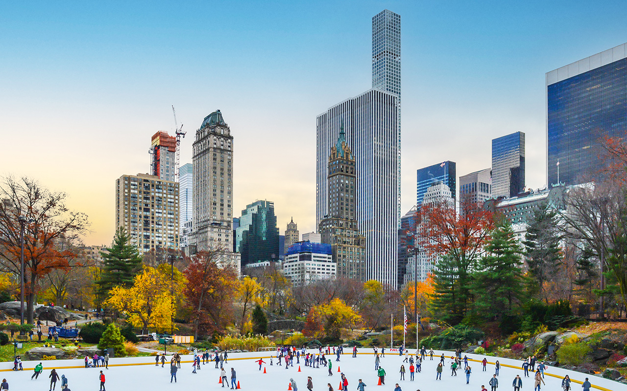 Winter ice skating in Central Park has been taking place at Wollman Rink for over 70 years. 