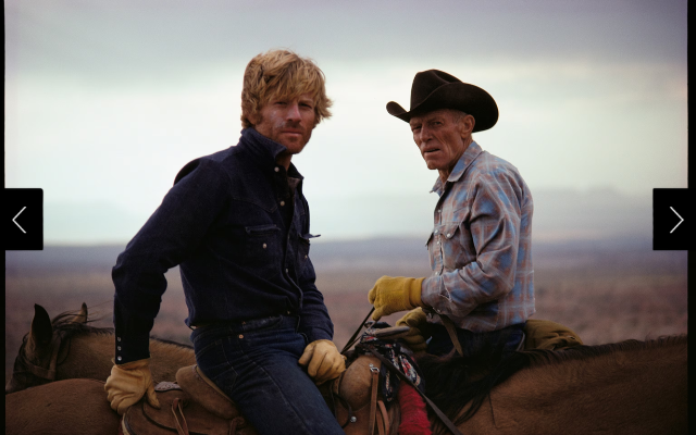 Robert Redford and Utah rancher Arthur Ekker on horseback. 