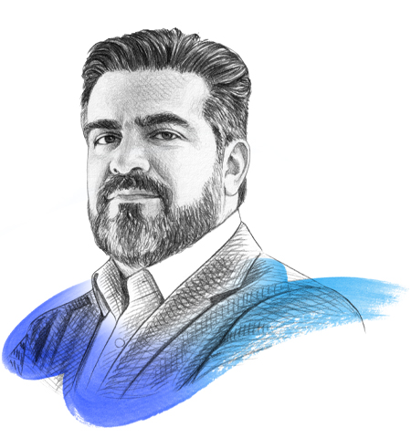 A drawing of Alberto Chaia