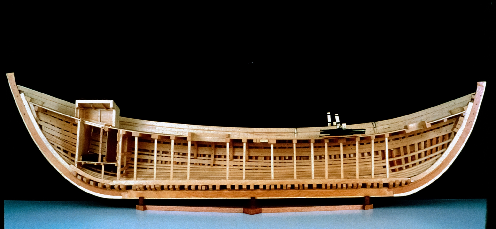 Nautical archaeologist J. Richard Steffy's scale half-model of the Byzantine ship at Yassı Ada.