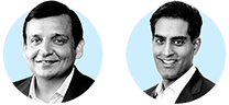 Icon headshots of Hemant Ahlawat and Sanjay Kalavar