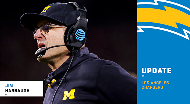 Chargers select CFP National Champion Jim Harbaugh to be next HC