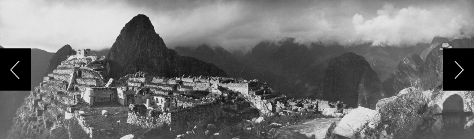 A panoramic view of Machu Picchu from an elevated distance 