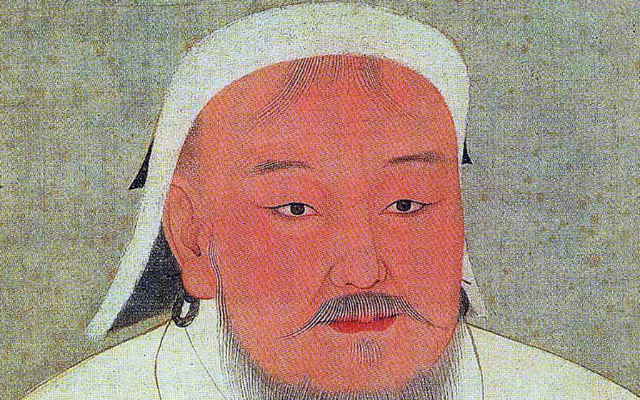 A portrait of Genghis Khan, an iconic figure in Mongolian history. 