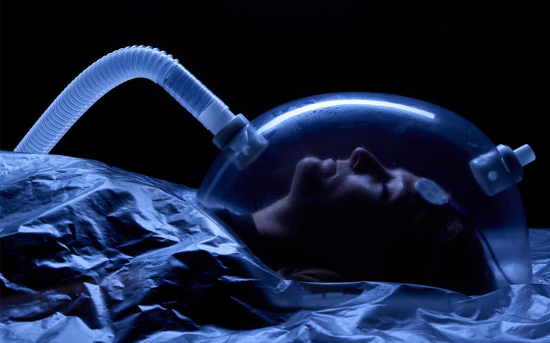 Scientists monitor Erin Belback while she sleeps as part of a study on hibernation.