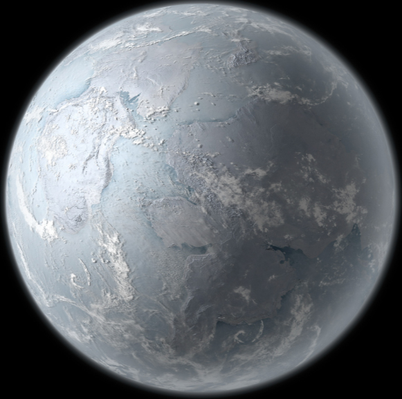 Artwork showing the Earth during the Cryogenian period.