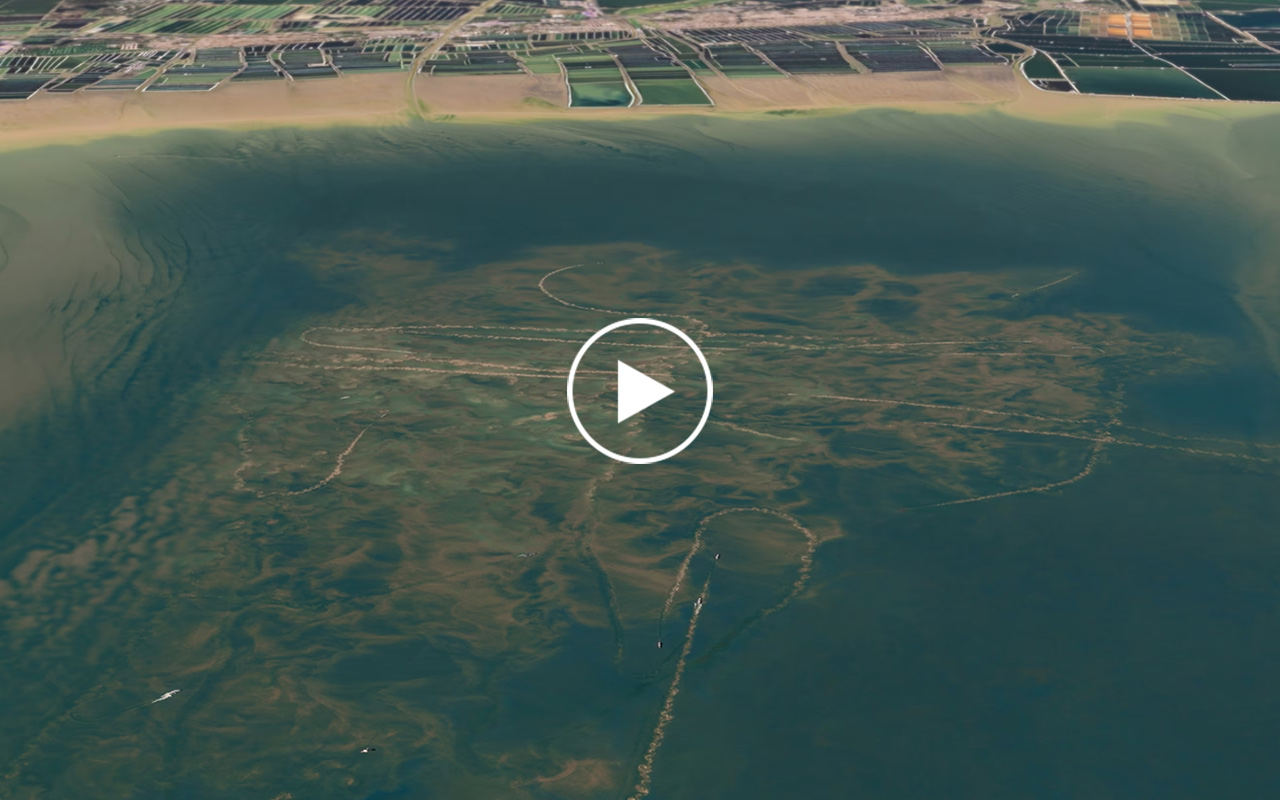 Aerial view of the ocean near the coast