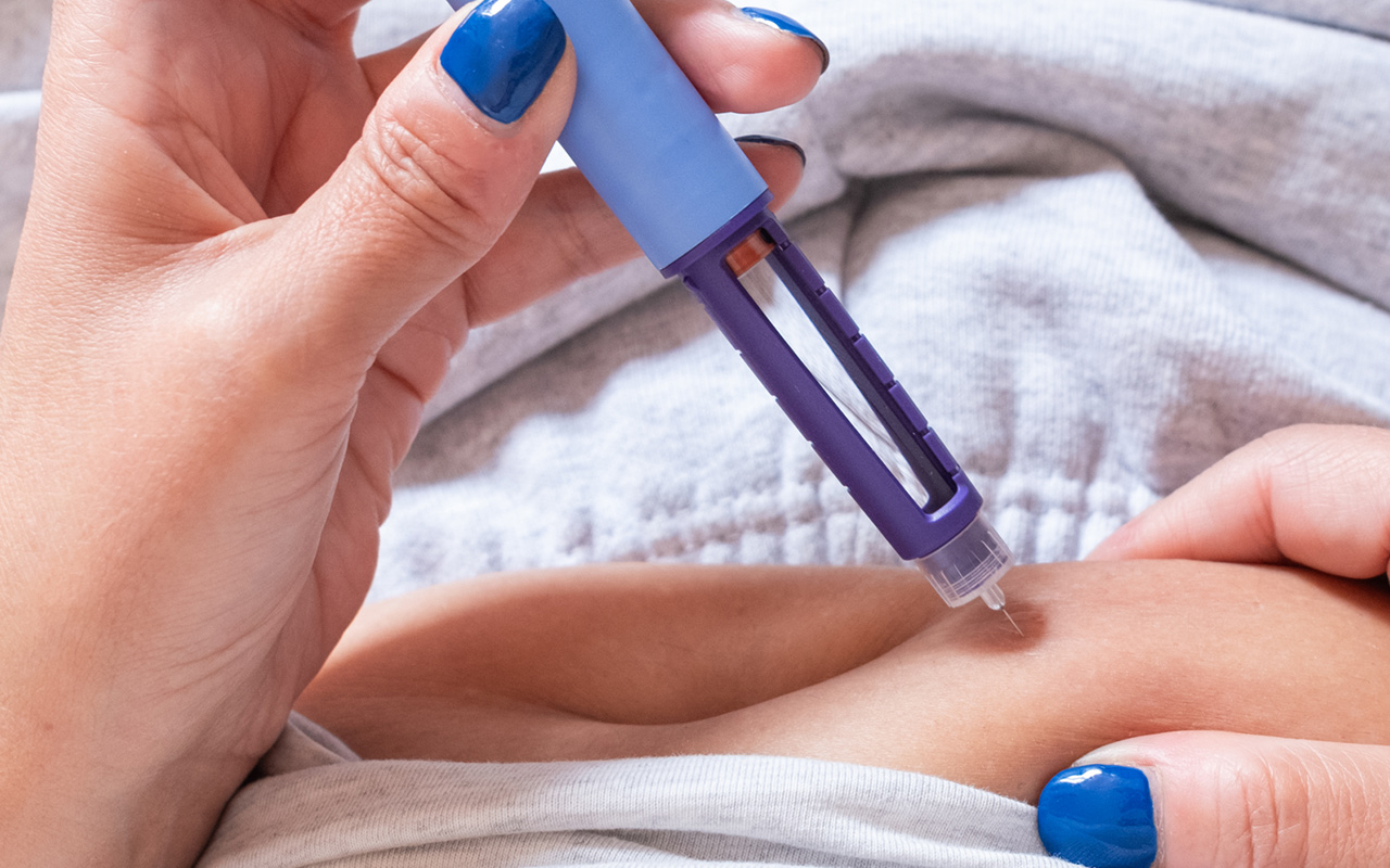 A shot of semaglutide administered into a stomach. 