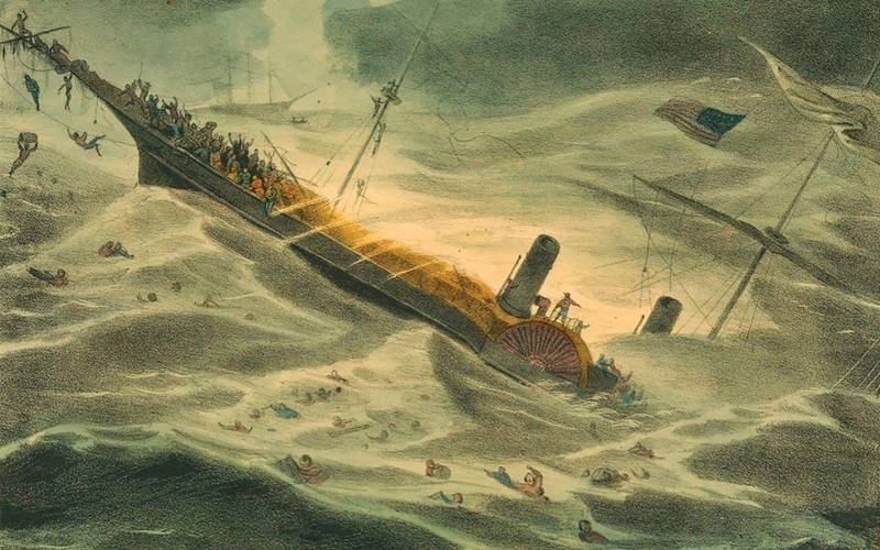 The U.S.S. Central America as it sinks.