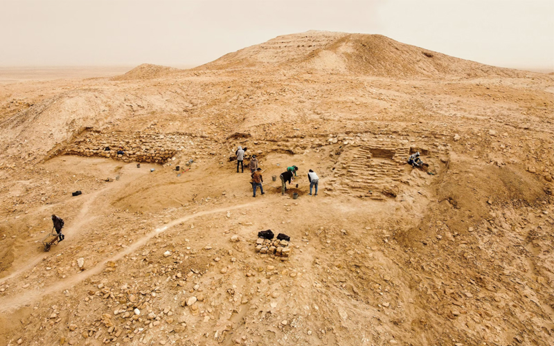 Archaeologists excavate the site of the ancient Sumerian city of Eridu, near Basra in southern Iraq, in 2022.