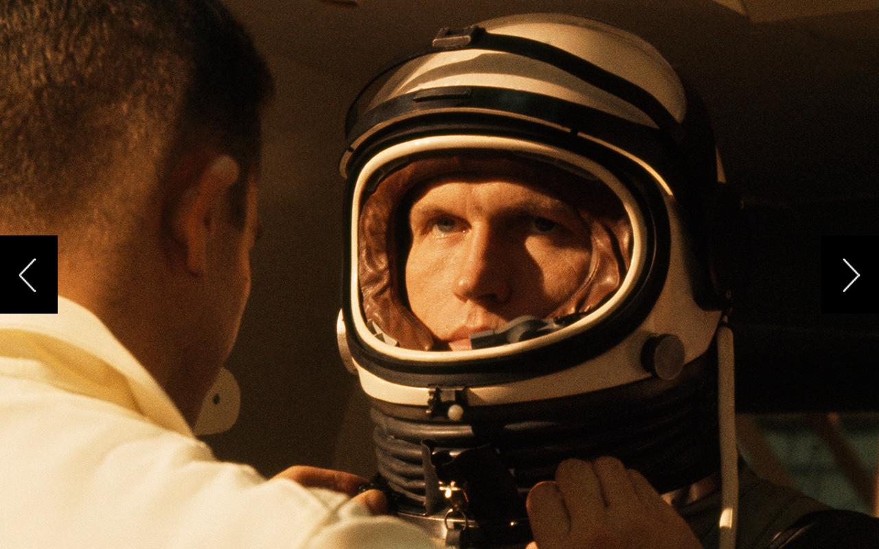 Astronaut Frank Borman in his spacesuit.  
