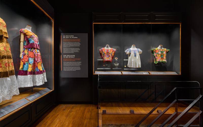 A room at the Museo Casa Kahlo displays Frida Kahlo's clothing and, for the first time, rare pieces of her jewelry.