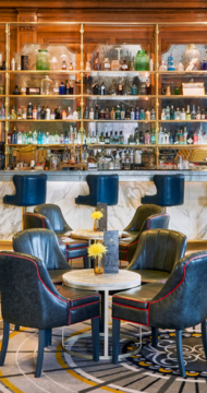 Bar with blue seats