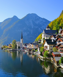 Lake with church