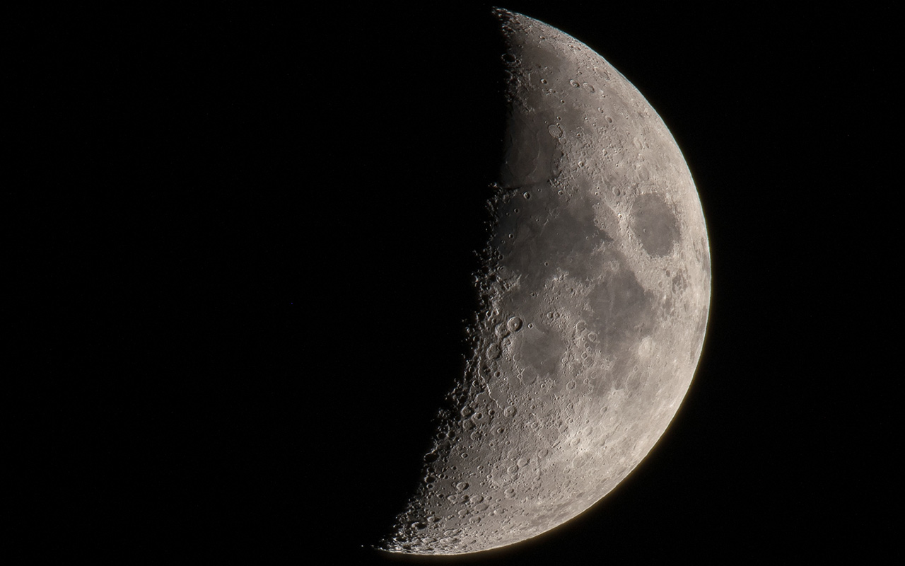 A close-up of the moon