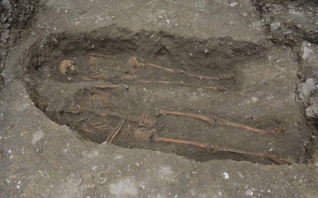 A Tower of London mass grave dating from the 14th century, which may have been the final resting place for some of the earliest victims of the Black Death. 