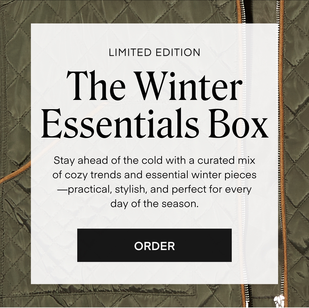 ALWAYS FREE SHIPPING + RETURNS
LIMITED TIME ONLY
$5 Styling on ANY Seasonal Style Box including Limited Edition Boxes USE CODE: JANFIVE