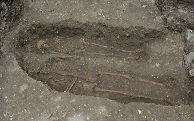 A mass grave at the Tower of London dating from the 14th century which may have been the final resting place for some of the earliest victims of the Black Death