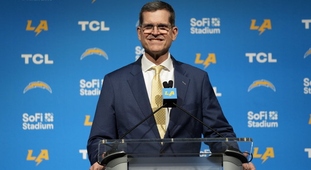 Bolts HC Jim Harbaugh: Mission is 'Lombardi Trophy'